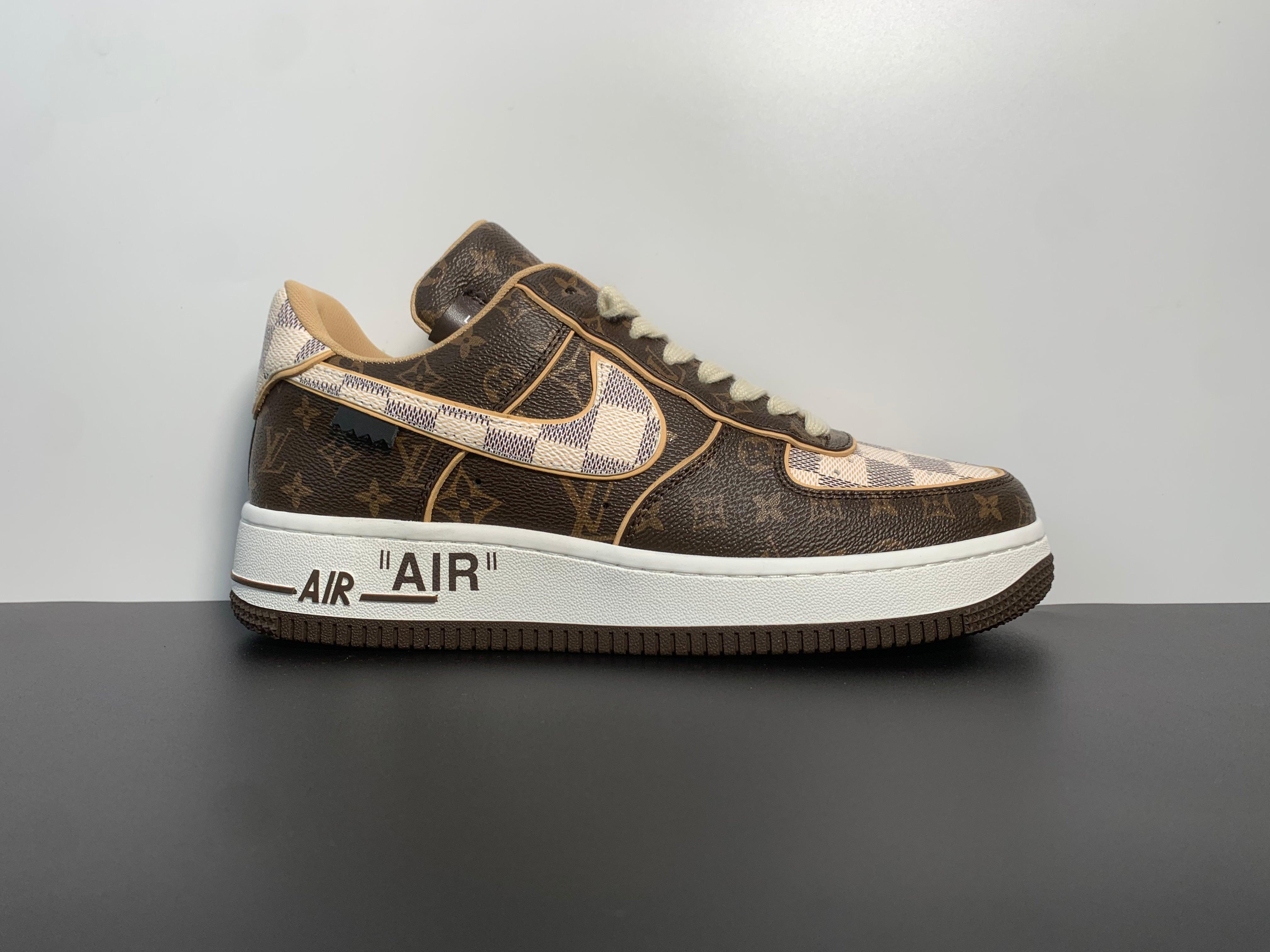 NIKE X OFF WHITE X LOUIS VUITTON - AIR FORCE 1 " BROWN DAMIER AZUR "