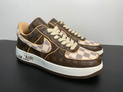 NIKE X OFF WHITE X LOUIS VUITTON - AIR FORCE 1 " BROWN DAMIER AZUR "