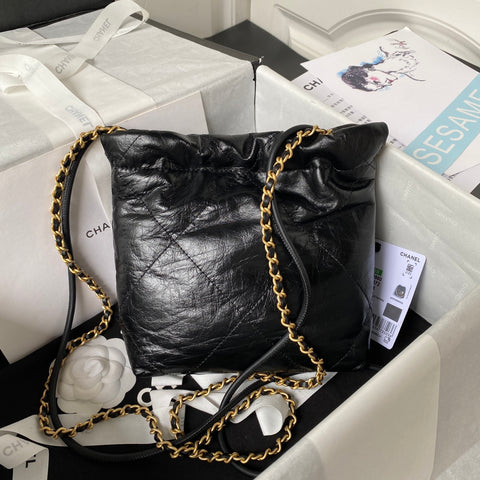 CHANEL HANDBAG - BLACK/GOLD