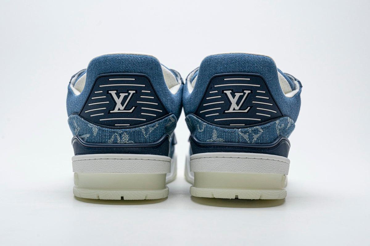 Jual Louis Vuitton LV Trainer Sneakers Blue Denim Monogram ⭐Real