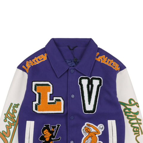 FW22 Louis Vuitton Letterman Varsity Jacket | Louis Vuitton Purple Jacket