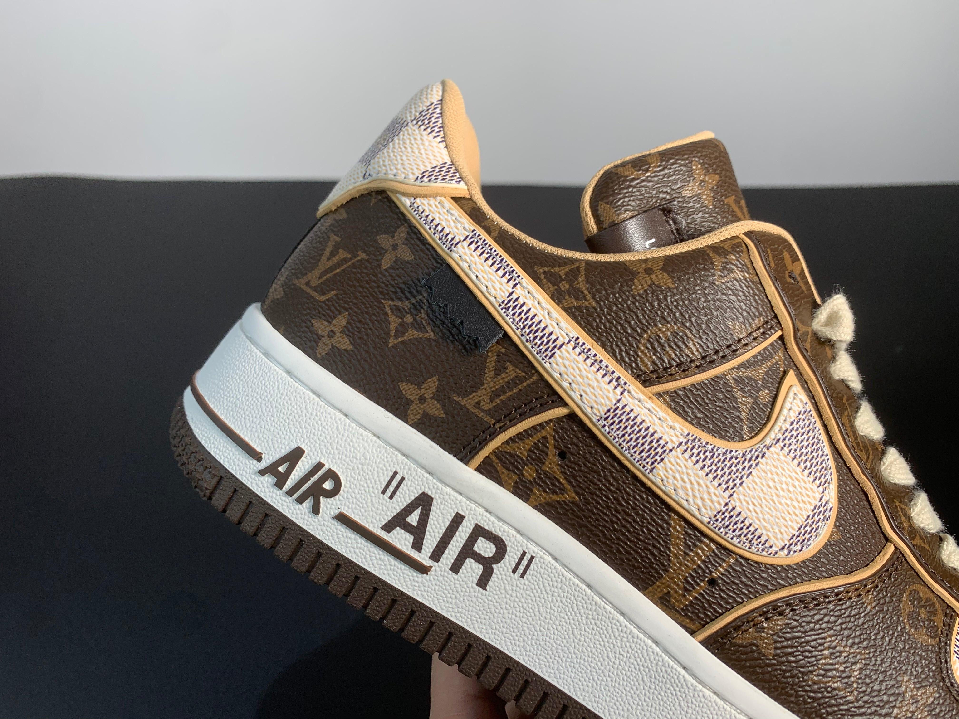 Brown and White Louis Vuitton X Nike Air Force1 Low in Nairobi